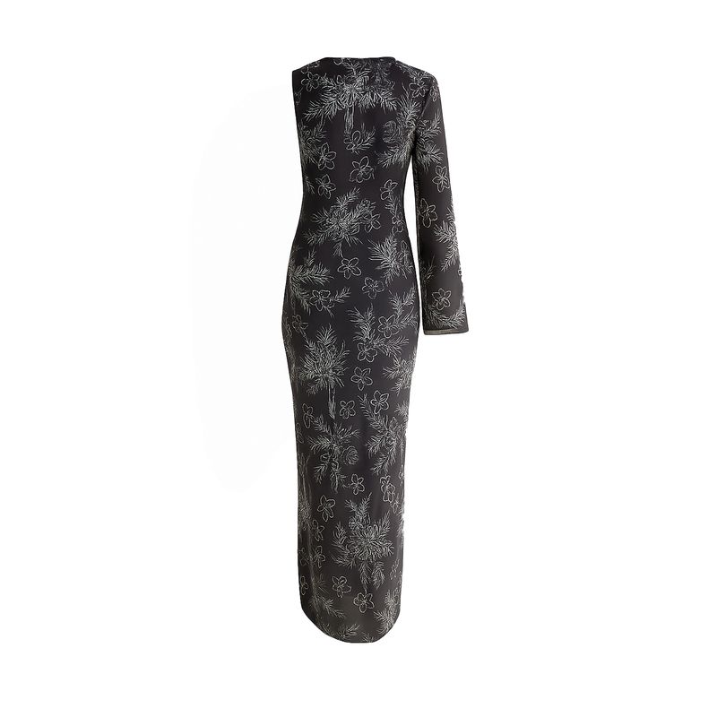 Vestido Largo Arlene Estampado Negro